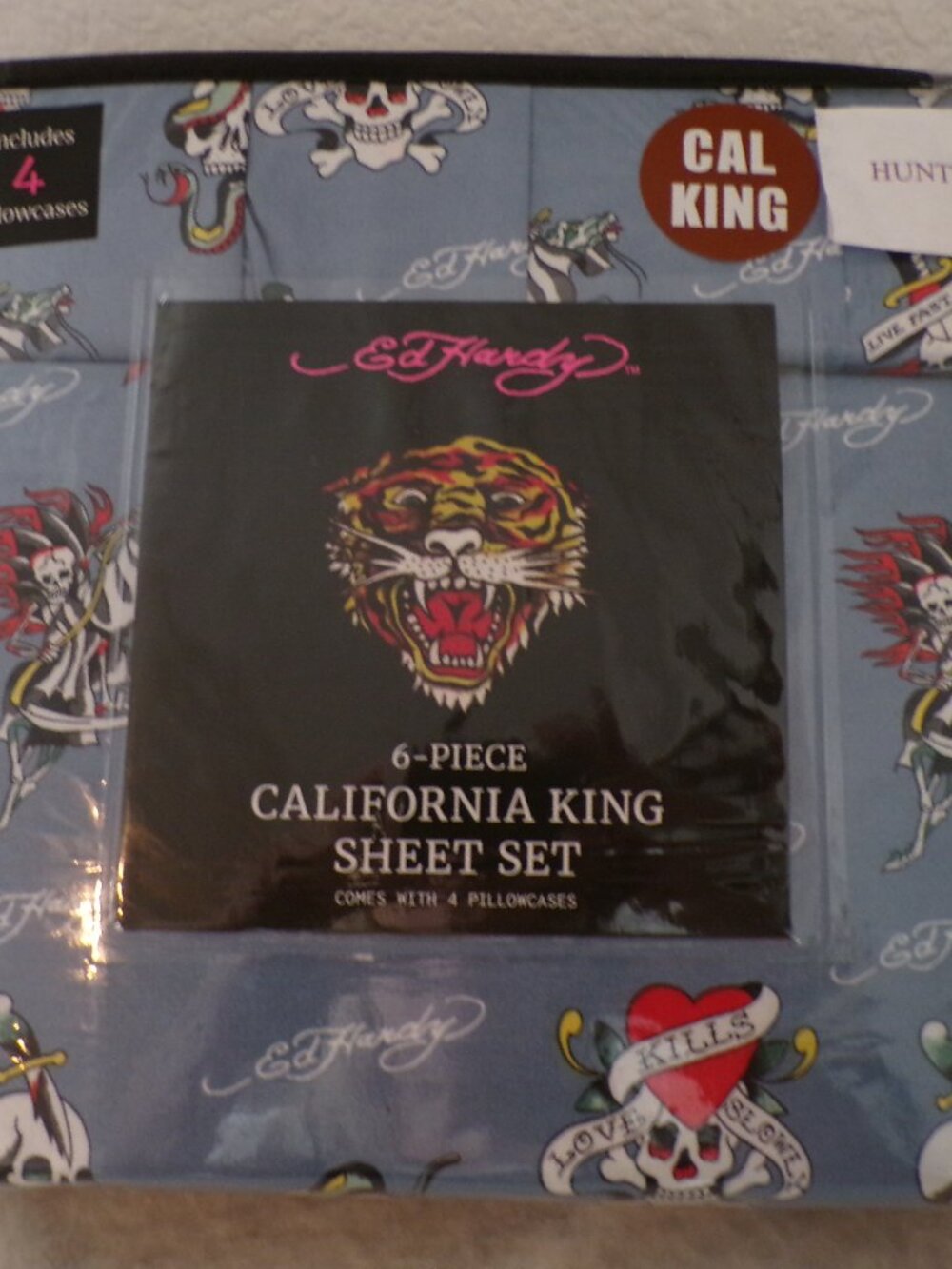 Ed Hardy Sheet Set CAL KING 6-piece NEW Love Skulls Skeleton